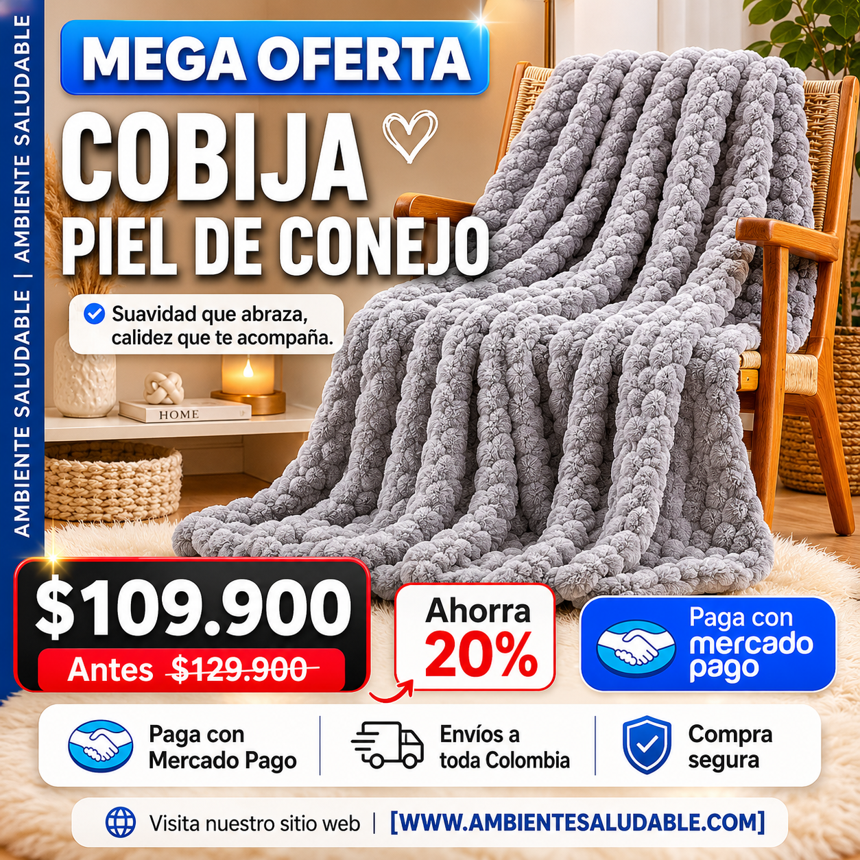 Cobija Piel de Conejo - Textura Tortuga Viral™ | Cobija